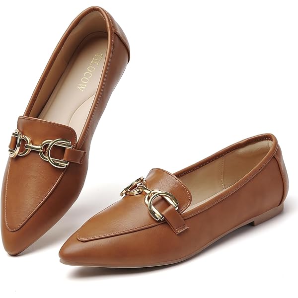 Amazon.com | Tilocow Metal Chain Loafers for Women Pointed Toe